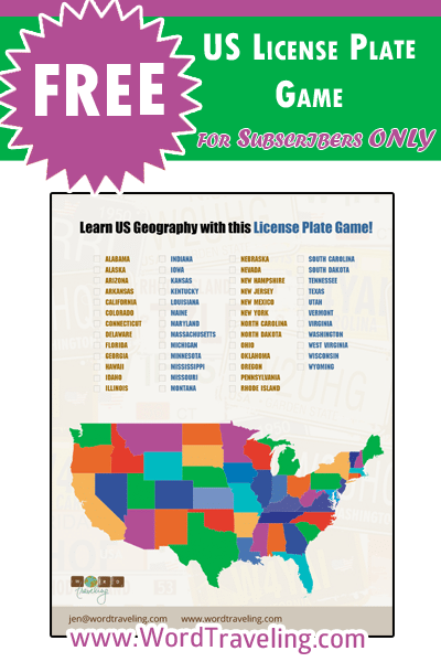 Free Printable US Map License Plate Travel Game | Word Traveling