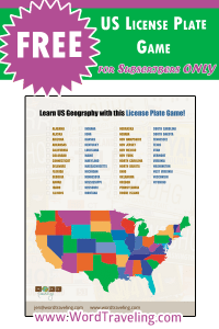 Free Printable US Map License Plate Travel Game